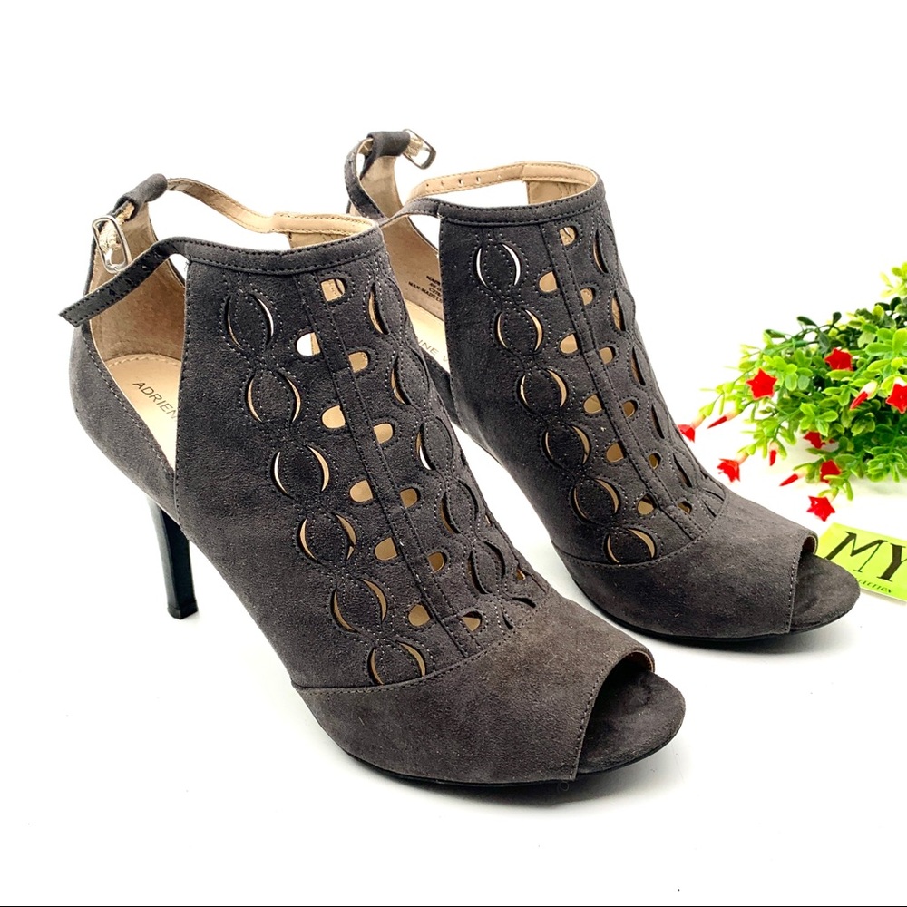 Adrienne Vittadini Suede Cut Out Peep toe Booties